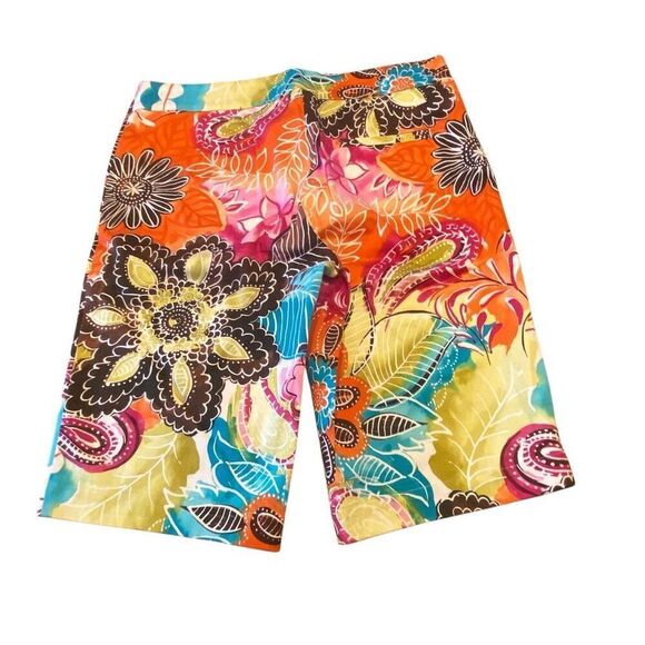 Cache Womens Multicolor Paisley Floral Flat Front Zip Fly Casual Shorts Size 0 - Picture 3 of 4